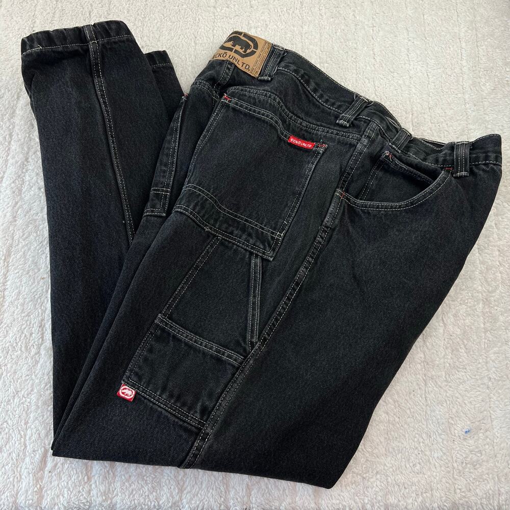 Ecko Unltd Men's Vintage Black Jeans Size 33X32 Y2Kb